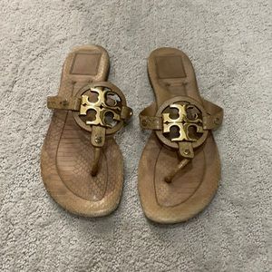 Tory Burch Miller sandals w/ gold T. Size 8, used